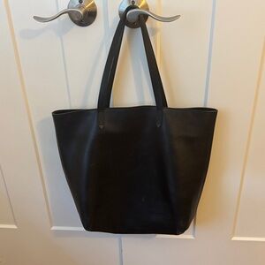 Madewell Black Leather Large Transport Tote Shoulder Bag Purse Soft Pebbled